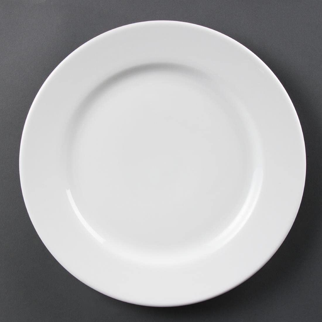 Olympia White Ware Wide Rimmed Service Plates 310mm Porcelain Innovative 6pc