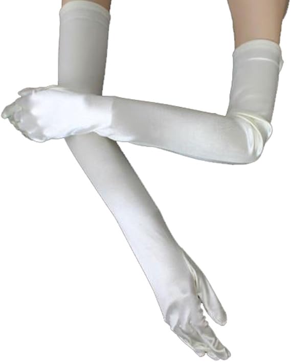 22" Extra Long Sexy White Satin Gloves Bridal Wedding Party Gift