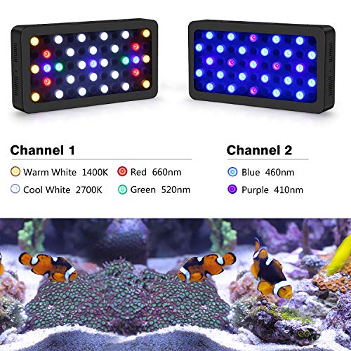 Roleadro Reef Led Light WiFi & Manual Control 165W, Aquarium Lighting LED Aquarium Light Full Spectrum for Reef Coral Fish