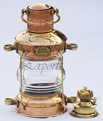 Tanishka Exports Nautical Anchor Oil Lamp Decorative Hanging Lamp Vintage Style Lantern Brass & Copper Lantern