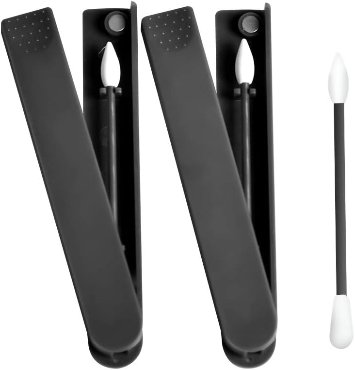 Yassk 2 Pack Reusable Swabs Dust Cleaning Makeup Travel Cotton Swab Silicone Double Tips PP Sticks Portable Dust Swab (Grey)