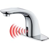 Charmingwater Touchless Bathroom Sink Faucet, Sensor Bathroom Faucet with Hole Cover, Automatic Water Shutoff, Chrome