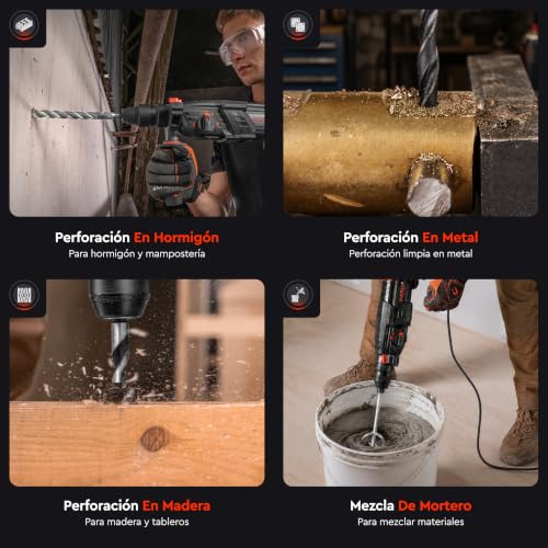 Dnipro-M SDS-Plus 880W Drill Hammer with Quick Change Chuck 2-13 mm, 3 Working Modes, 2.8J, 4850 ipm, 1150 rpm, Drilling up to 26 mm in Concrete, Case RH-100Q