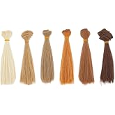 DICOSMETIC 6Pcs 6 Colors Doll Wig Hair 15cm Straight Short Doll Hair High Temperature Fiber Dolls Hairs Wefts Faux Dolls Hairs Extensions Making Arts Supplies for Adult DIY