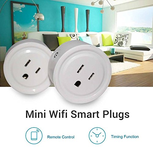 Mini Wifi Smart Plugs (2 Pack) Outlet Bundle, Works with Amazon Alexa, IOS/Android Compatible, Remote Control from Anywhere with Mobile App, Timer Switch, Energy Saving, Fireproof Shell, Smart Socket