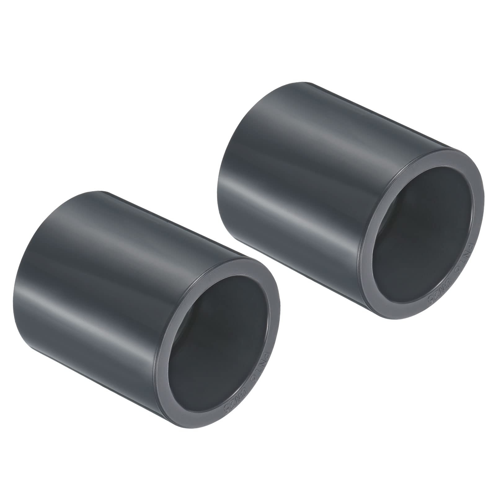 PATIKIL UPVC Pipe Fitting 32mm 1.26 Inch Socket, 2 Pack Straight Coupling Adapter Connector, Dark Grey