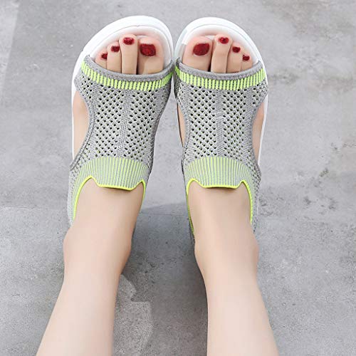 Sandals for Women,Ladies Mesh Platform Wedges Thick Summer Flip Flop Roman Casual Flock Lightweight Walking Shoes