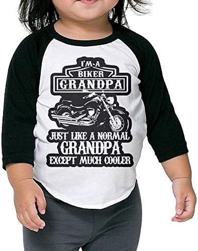Hanxiaoxiao Kid Biker Grandpa Humor Kindergarten Black Cute T Shirt 5-6 Toddler Crew Neck 1/2 Sleeve Raglan T-Shirt