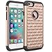 iPhone 6S Case,EC [Shockproof] Apple iPhone 6S Case, Heavy Duty Dual Layer Hybrid Stud Rhinestone Bling Protection Cover Case for Apple iPhone 6S/6 (A Rose Gold+Black)