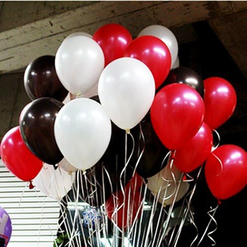 Sopeace 10 Inch White And Black And Red Latex Balloons for Party Balloons Decoration 100 Pcs/pack for Party Decoration and Accessories