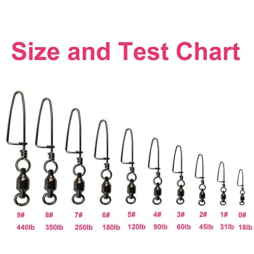 Easy-Catch-10-30-Pack-High-strength-Fishing-Ball-Bearing-Swivel-with-Coastlock-Snap-Strong-Welded-Ring-for-Saltwater-Fishing-18Lb-to-440Lb-100-CopperStainless-Steel-with-Black-Nickle-Coated