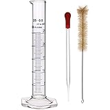 Thick Glass Graduated Cylinder Measuring Liquid Lab Hexagon Base Cylinders Come with Cylinder Brush (Glass, 25ML)