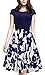 HOMEYEE Women's 1950s Vintage Elegant Cap Sleeve Swing Party Dress A009 (S, Dark Blue)