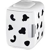 Cooluli Skincare Mini Fridge for Bedroom - Car, Office Desk &amp; Dorm Room - Portable 4L/6 Can Electric Plug In Cooler &amp; Warmer for Food, Drinks, Beauty &amp; Makeup, 12v AC/DC &amp; Exclusive USB, Cow Print