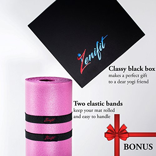 Yoga Mat Bag - Elegant & Embroidered Cotton Tote With 2 Pockets | Wide Sling Carrier With Long Strap & 2 Elastic Mat Bands (Black & Ruby Red)