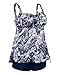Nonwe Women's Retro Vintage Floral Printed Two Piece Plus Size Swimsuits with Shorts
