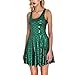 Lesubuy Green Shiny Mermaid Tail Fish Scales Women's Sleeveless Pleated Skater Dress Medium