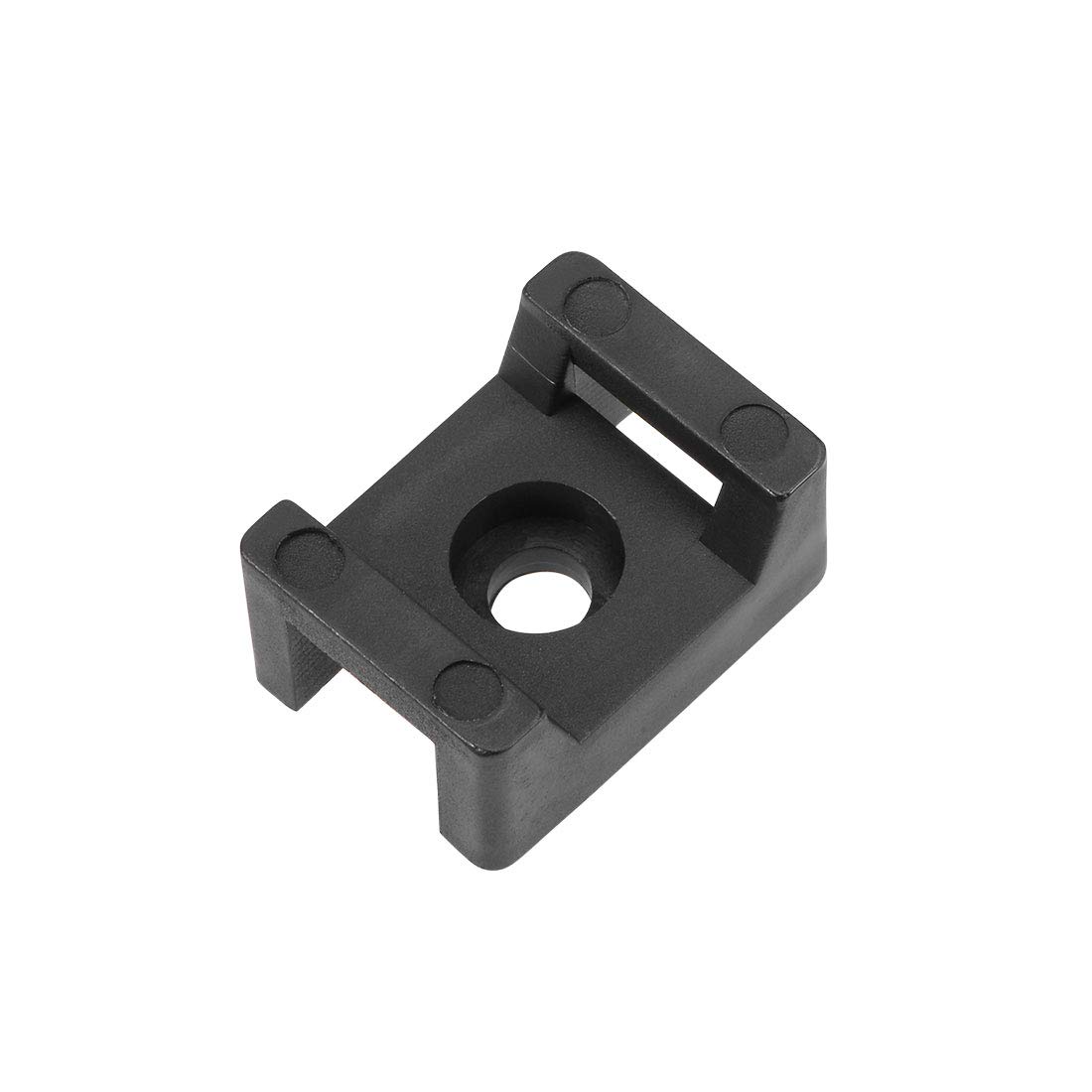 sourcing map Cable Tie Base Saddle Type Mount Wire Holder Permanently Anchor to Wall Desk 21.5x16x10mm Black 50pcs
