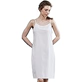 BEAUZSUZSANA 100% Cotton Slip for Women Under Dresses with Adjustable Spaghetti Strap Crewneck Nightwear