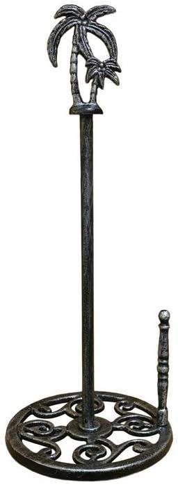 Whitewashed Cast Iron Palm Tree Paper Towel Holder 17" - Sea Home Decor - Beach