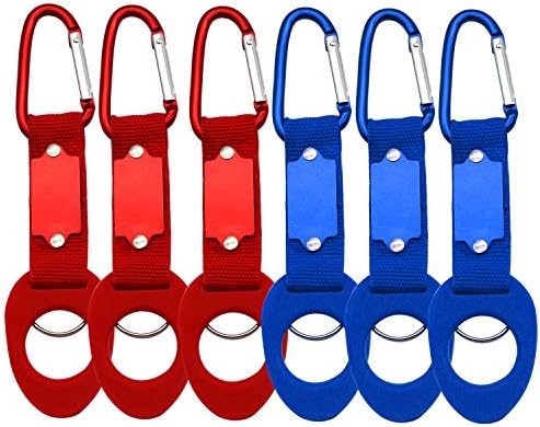 Water Bottle Holder Clip Buckle Hook Key Chain Ring, Portable Carabiner for Camping Hiking Traveling. 6 Pack
