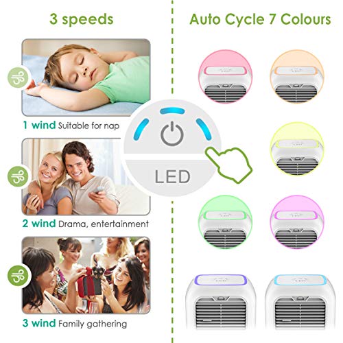 VANTAKOOL Personal Air Conditioner Fan, Air Personal Space Cooler 9.5-inch Small Desktop Fan Quiet Personal Table Fan Mini Evaporative Air Circulator Cooler Humidifier Bladeless Quiet for Office, Dorm - Thumbnail 2