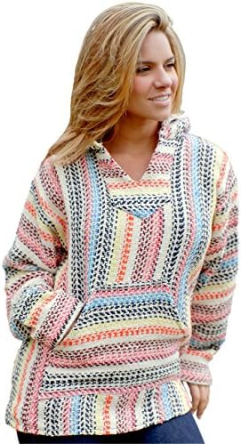 Ramatex Rainbow Pinstripe Baja Hooded Pullover Pouch Pocket w/Brushing