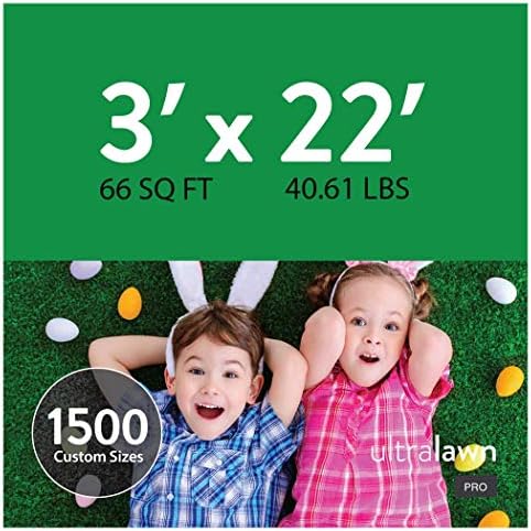 UltraHedge 3 x 22 Ft UltraLawn Pro Artificial Grass for Pet Lawn and Landscaping Outdoor or Indoor Green Faux Fake Grass Decor Mat Rug Pad Carpet Turf | 66 SqFt | 1.75" Tall Blades 66 oz face Weight
