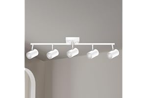 AUQUEE 5 Light Track Lighting Fixtures Ceiling, Matte White Kichen Track Lighting, Rotatable Light Heads, Adjustable Modern LED Track Lights for Kitchen/Living Room/Hallway/Bar,GU10 Bulb Not Included