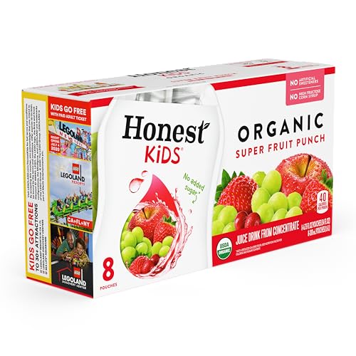 HONEST KIDS, ORGANIC SUPER FRUIT PUNCH, 6.75 FL OZ POUCHES, 8 PACK