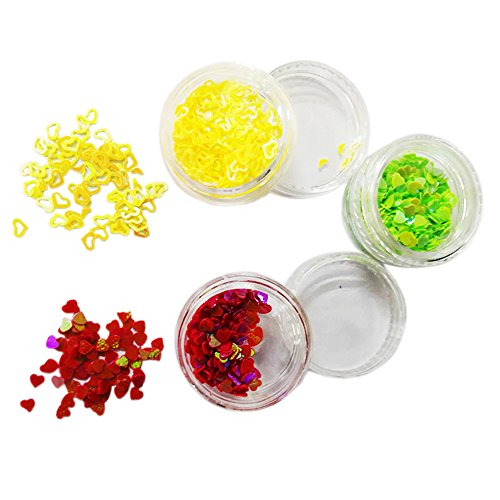 image for Happlee® Happlee 3D Nail art Decoration, Hollow Solid Heart Confetti,
