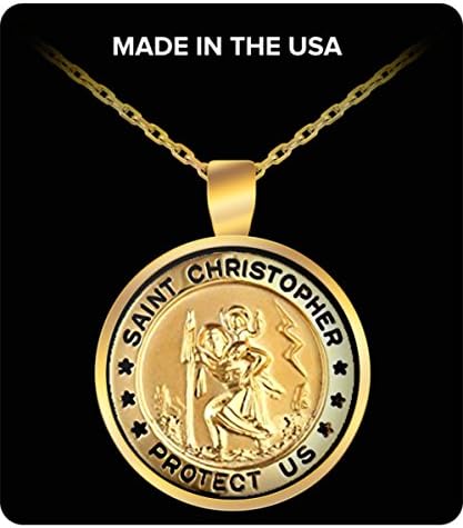 christopher necklace Gold-Filled Small Round Saint Christopher Pendant Necklace with Gold Plated best gift for christopher fans