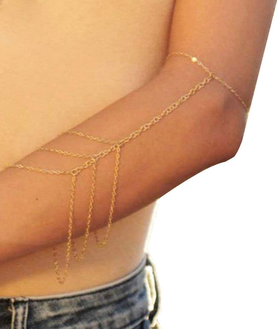 Voberry Women's Tassels Arm Harness Slave Chain Upper Cuff Armband Armlet Bracelet