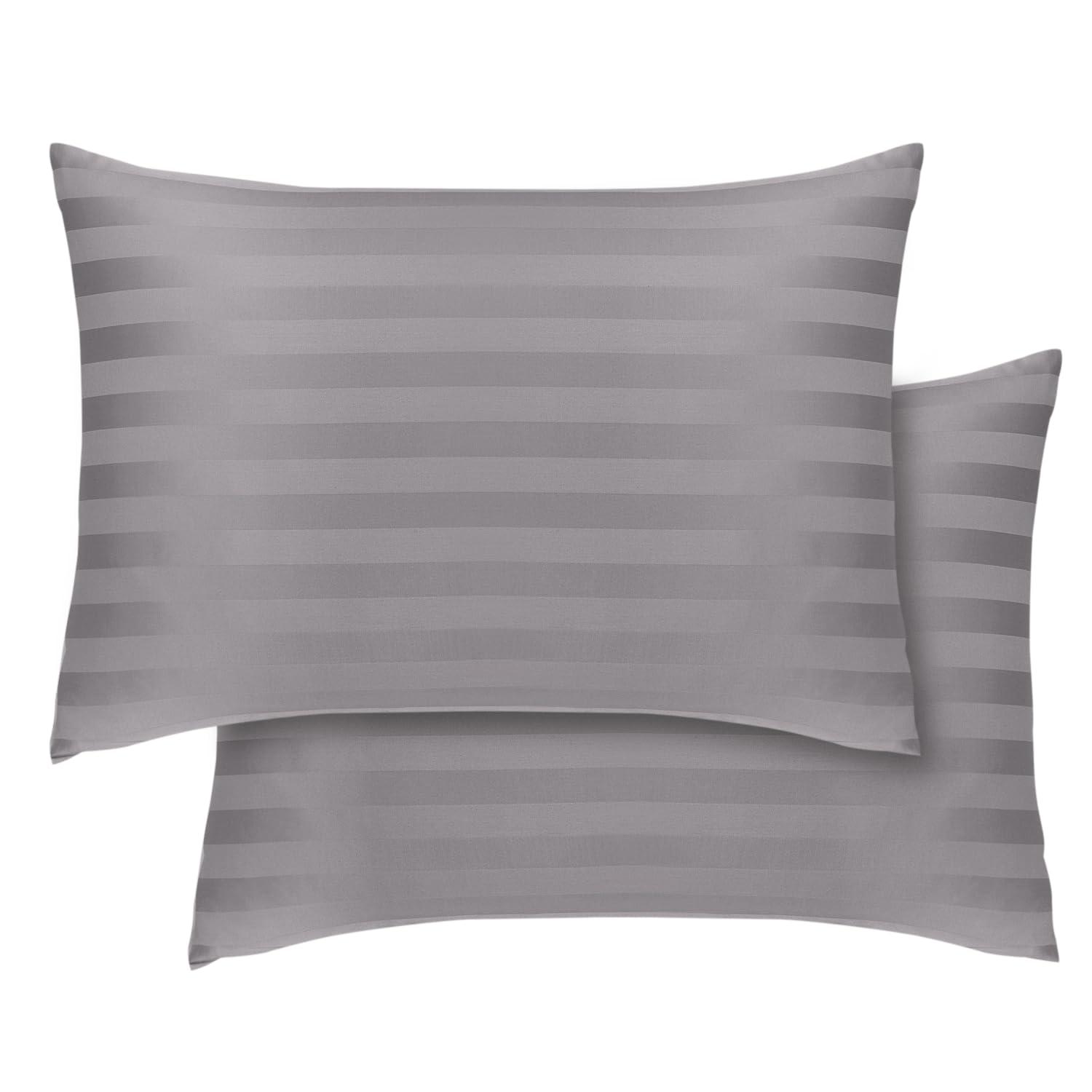 Hafaa Pillow cases 2 Pack - Silver Stripe Pillow Cases Standard Size Pillow Protectors with Envelope Closure Soft & Comfortable Bed Pillows Cover