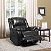 Divano Roma Furniture Plush Bonded Leather Power Electric Recliner Living Room Chair (Black)