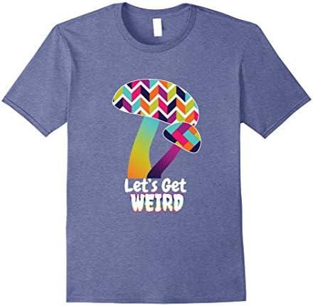 Mens Mushroom T-Shirt. Let's Get Weird geometric pattern shirt Small Heather Blue