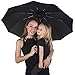 AmbrellaOK Windproof umbrella by, automatic rain umbrella with 10 ribs folding compact travel umbrella for men and women (Black)