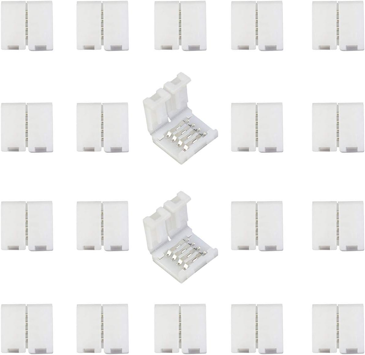 LitaElek 20pcs 4 Pin LED Connector RGB LED Strip Connector for 10mm Wide RGB 5050 Flexible LED Strip Light Solderless RGB LED Tape Connector LED Ribbon Adapter