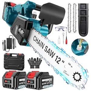 電動チェーンソー 充電式 ブラシレス 4000mAh大容量バッテリー搭載 電動ノコギリ 電鋸電動 12インチ