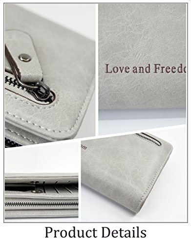image for FIGROL Women Blocking Soft Leather Wallet,Credit Card Long Wallets Pho