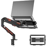 JINRAIKO Laptop Mount for Desk (11.3"-17.3"), 360&deg; Rotating Foldable Laptops Arm Mount with Gas Spring, Heavy Duty Aluminum Adjustable Laptop Stand with Clamp/Grommet (Black)