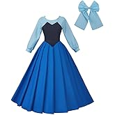 SFWXCOS Women's Princess Mermaid Costume Blue Classic Cosplay Party Dress with Headwear