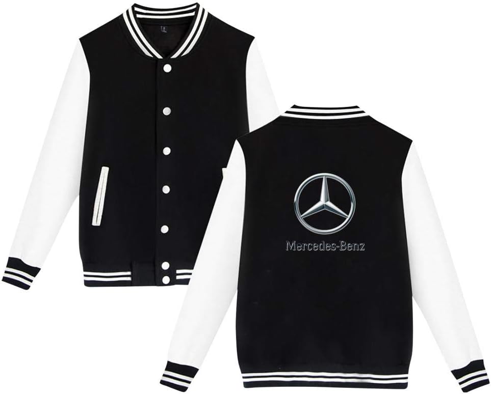 Yshoqq Mens Varsity Jackets Mercedes Benz Logo Letterman Jacket Baseball College Sportswear Sweatshirt