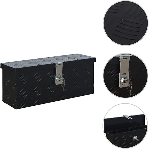 Festnight Baul Almacenamiento Caja de Aluminio 485X140X200 Mm Negra: Amazon.es: Hogar