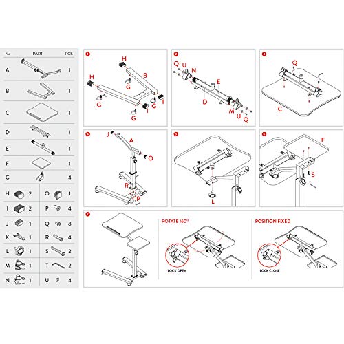 Tatkraft Joy Portable Laptop Desk with Mouse Pad, Rolling Computer