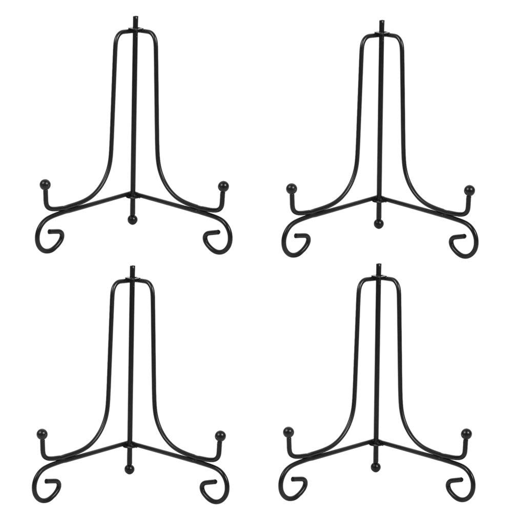 Tincogo (4 pack Iron Display Stand, Black Iron Easel Plate Display Photo Holder Stand, Displays Picture Frames, Cookbooks, Decorative Plates, Tablets and Art 7 Inch