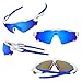BATFOX Polarized Sports Sunglasses Glasses TAC Running Cycling Baseball Fishing Golf Softball Outdoor for Men Women Youth Interchangeable Lenses Tr90 Unbreakable Frame 100% UV Protection(Blue White)