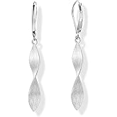 925 Sterling Silver Twisted Dangle Earrings for Women, Handmade Hypoallergenic Spiral Leverback Drop Earrings, Trendy Silver/14K Gold-Plated Jewelry Gifts