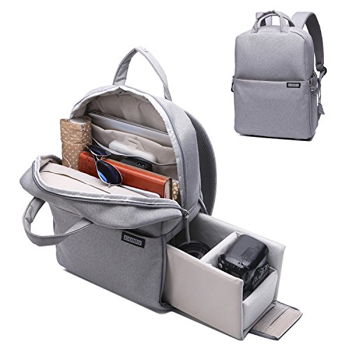 Camera Backpack DSLR/SLR Camera Bag Multifunction Travel Outdoor Waterproof Tablet Laptop Bag for Sony Canon Nikon - Silver Grey