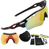 DUCO POLARIZED Sports Sunglasses UV400 Protection Cycling Glasses With 5 Interchangeable Lenses for Cycling, Baseball ,Fishing, Ski Running ,Golf